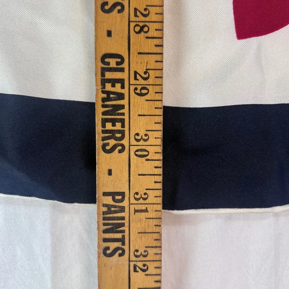 Talbots Silk Scarf NWT I Love You Heart Print Navy Red Cream Square 31x31